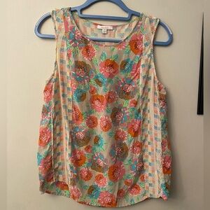Ella Moss Vibrant Floral Tank Top - Pink and Blue